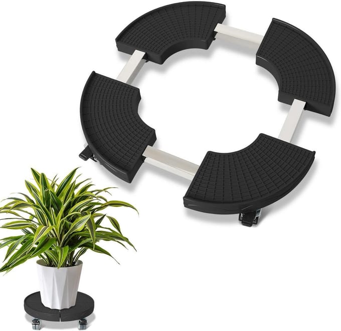 Verstelbare Plantenroller Rond met Wielen – 360° Draaibaar, Max. 200 kg Belasting