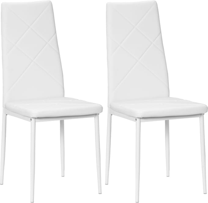 HOMCOM Eetkamerstoel - Synthetische bekleding - 41x50x97cm - Wit