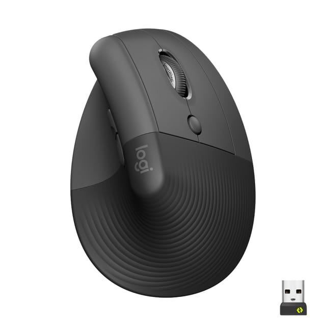 Logitech Lift Vertical Ergonomic Mouse Ergonomische muis Bluetooth, Radiografisch Optisch Graphite 6 Toetsen 4000 dpi Ergonomisch