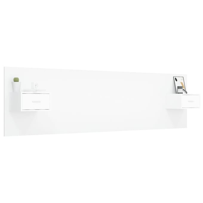 vidaXL - Hoofdbord - met - kastjes - bewerkt - hout - wit