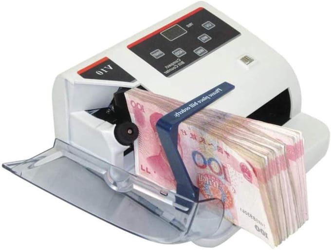 Geldtelmachine - Contant Geld Teller - Efficiënt Tellen - Met Valutadetector - 19 cm Breed - Zwart