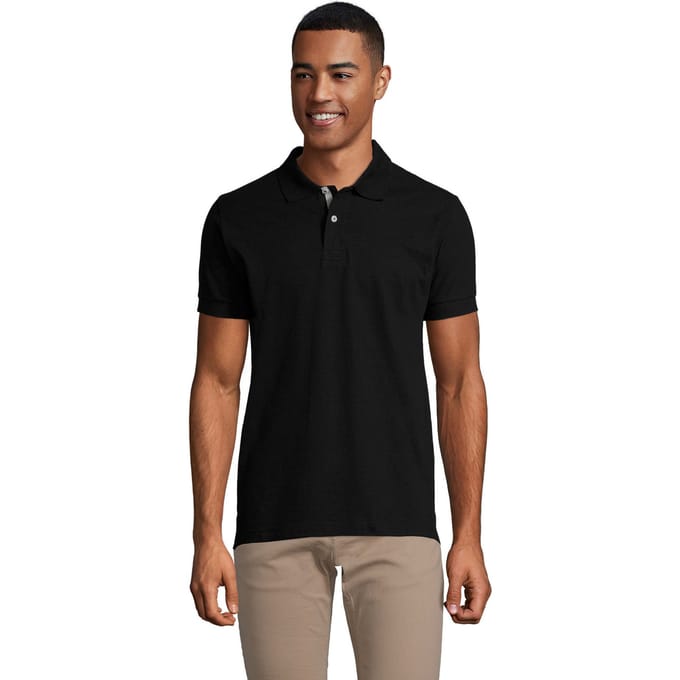 SOLS Heren Portland Poloshirt (Zwart/Grijs)