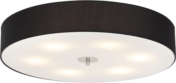QAZQA Plafoniere Drum 70 rond zwart