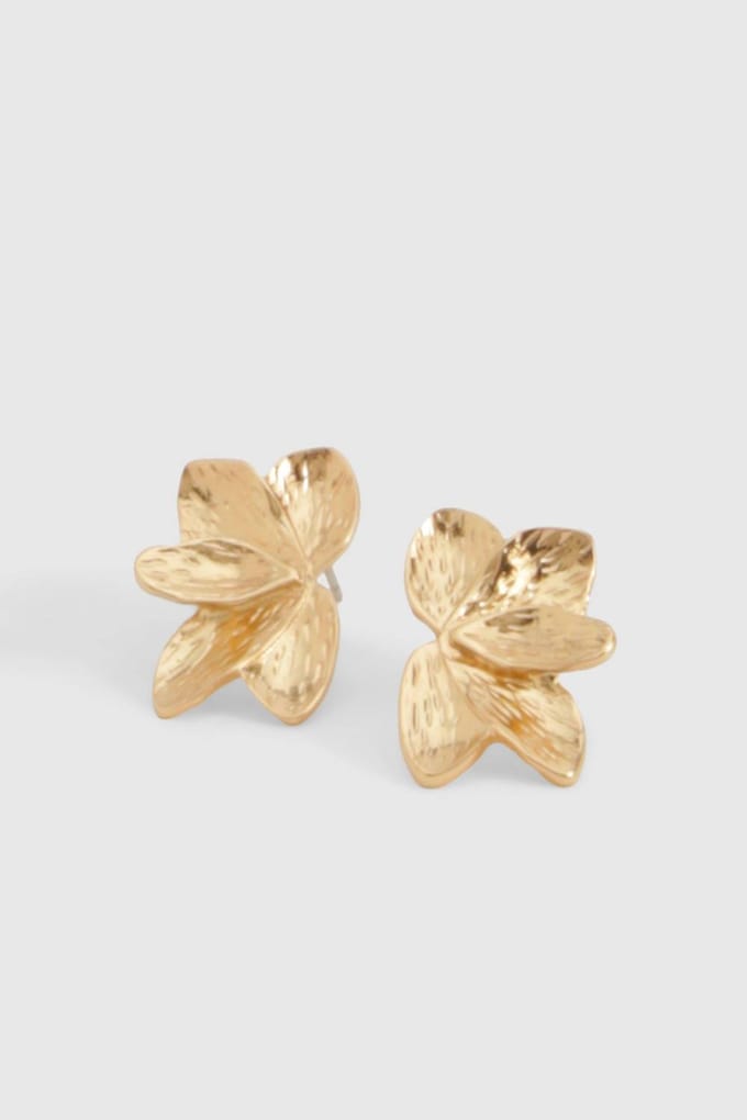 boohoo Dames Florale delicate oorbellen | Gold