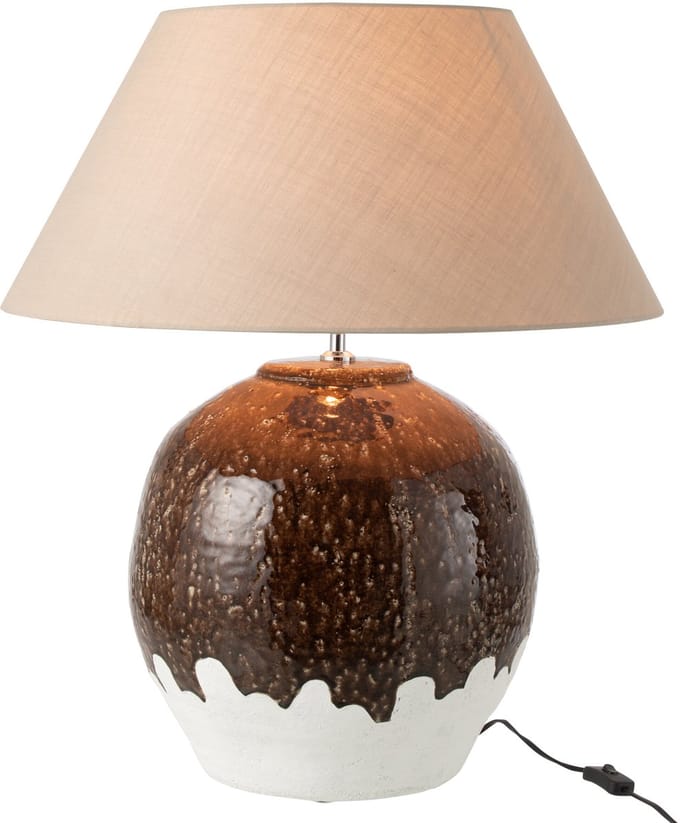 J-Line lamp 2 Rond - keramiek - wit/bruin