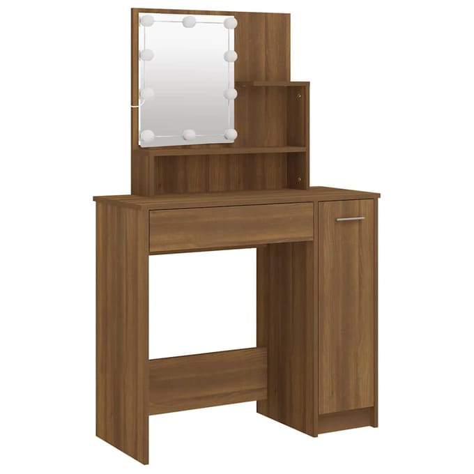 vidaXL - Kaptafel - met - LED-verlichting - 86,5x35x136 - cm - bruin - eikenkleur