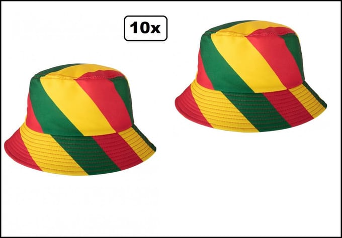 10x Vissershoedje rood/geel/groen - Carnaval thema feest