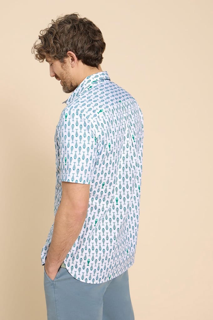 White Stuff Geo Fish Printed Ss Shirt White Print Größe: S | Casual hemden Outlet | Herren | Weiß
