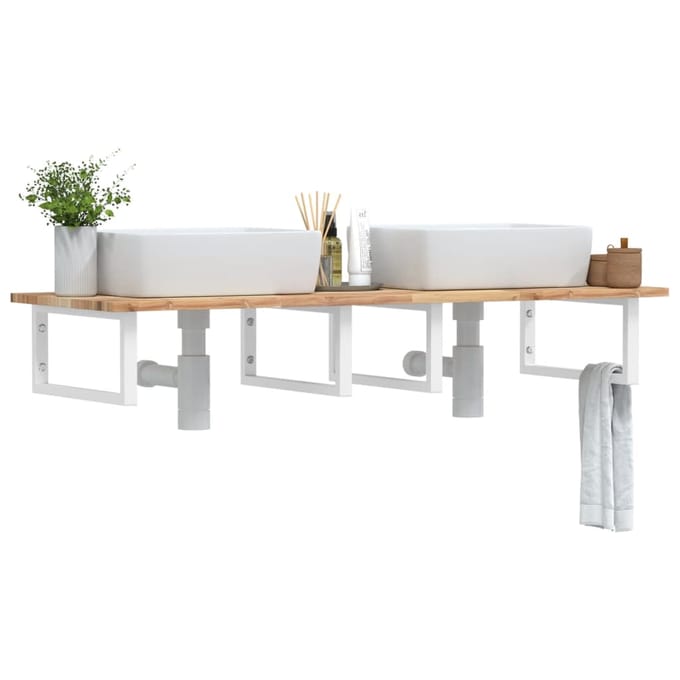 vidaXL - Badkamer - wandschap - staal - en - massief - acaciahout