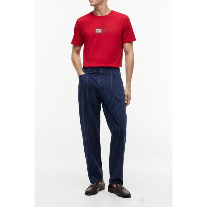 Tommy Hilfiger Script Flag Regular Medium Red Größe: S | Bedruckte T-Shirts Outlet | Herren | Rot