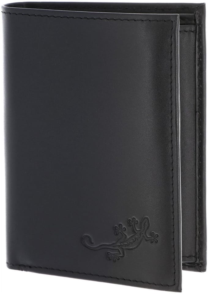 oxmox Leren portemonnee Leather RFID Protect Kombibörse Lizard 2.0 Embossed Black zwart
