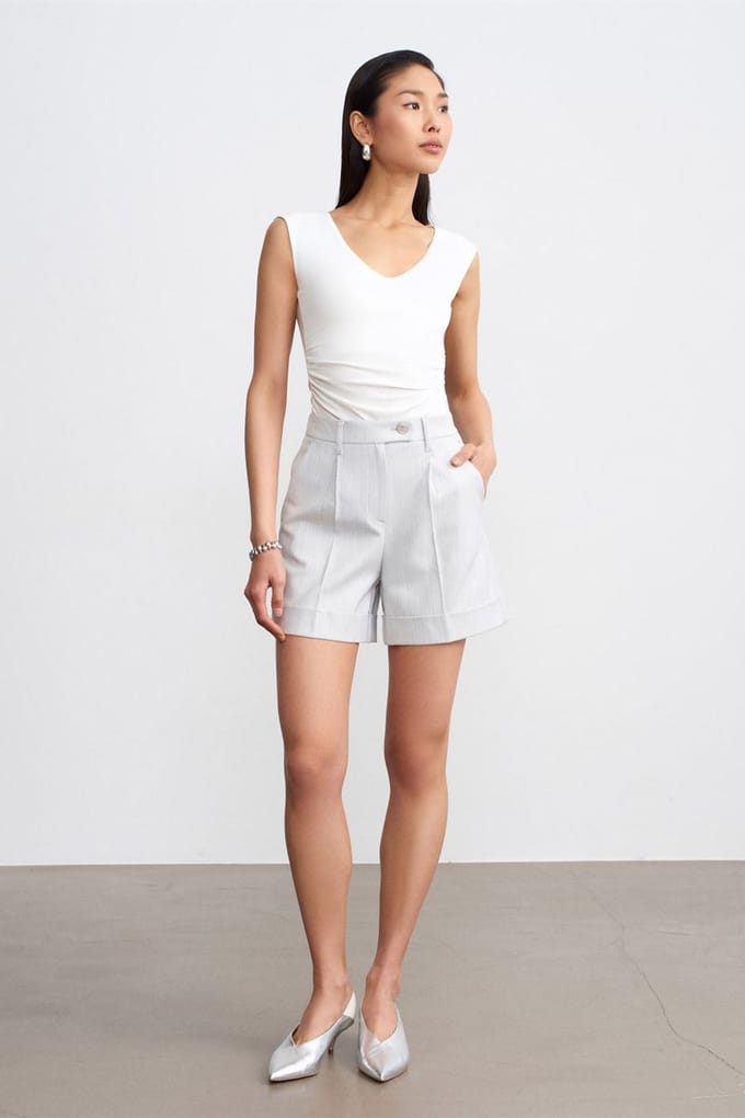 Hoge taille op maat gemaakte geweven shorts