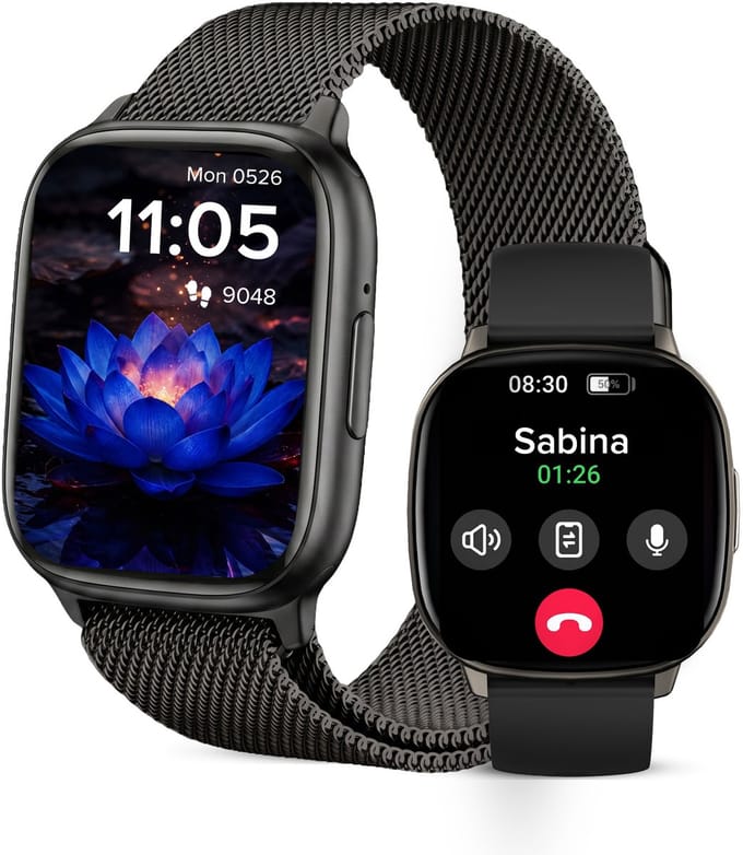 Avalue Smartwatch Dames & Heren - AMOLED Full Touchscreen - Bluetooth Bellen - Hartslag & Bloedzuurstof - Slaaptracker - - Meerdere Sportmodi - Geschikt voor Android en iOS - Zwart