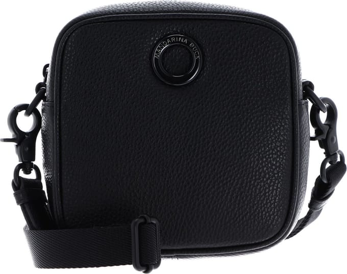 MANDARINA DUCK Leren Schoudertas Mellow Neon Camera Bag Nero Zwart