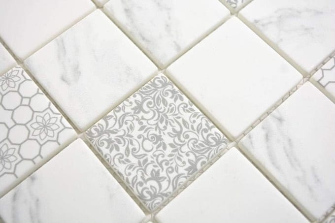 Mozaïektegels - Muurdecoratie - Keuken Douche - Mat Glas - 1 Matte - Carrara
