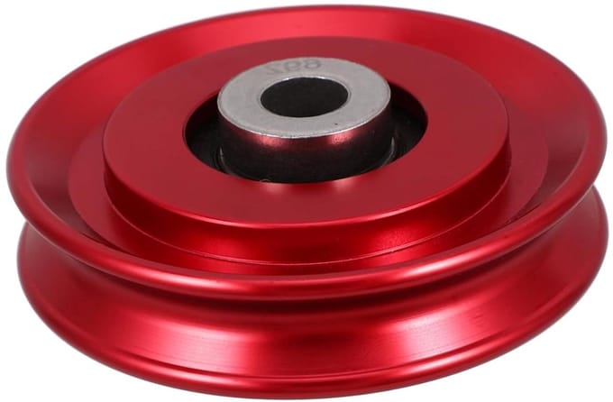 Fitness Katrol - Kabel Wiel - Kracht Training - Aluminium Constructie - 7 x 7 x 2 cm - Rood