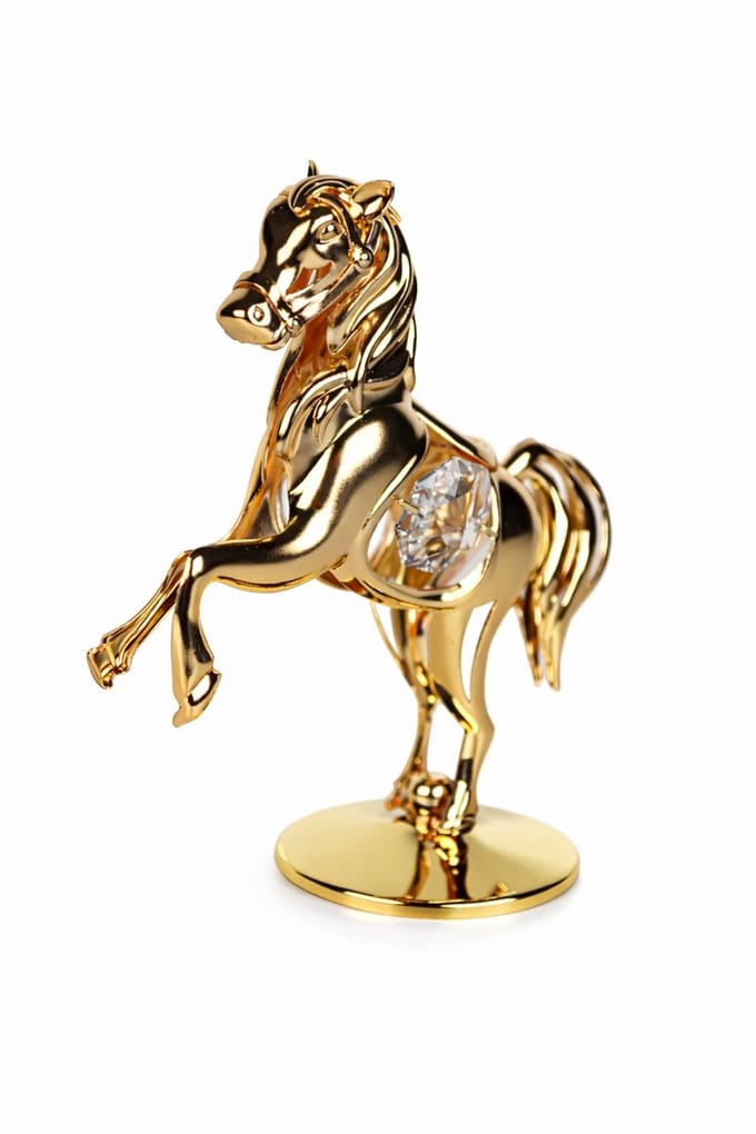 24K goud verguld steigerd paard met Bohemia kristallen