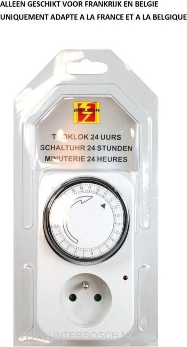 Bellson Stopcontact Penaarde Analoge Schakelklok - Timer / 24 Uurs