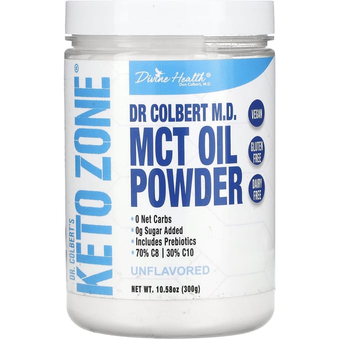 Santé Divine, Dr. Colbert Keto Zone, poudre d'huile MCT, sans saveur, 10,58 oz (300 grammes)