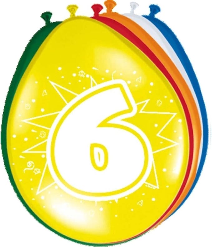 8x stuks Ballonnen versiering 6 jaar
