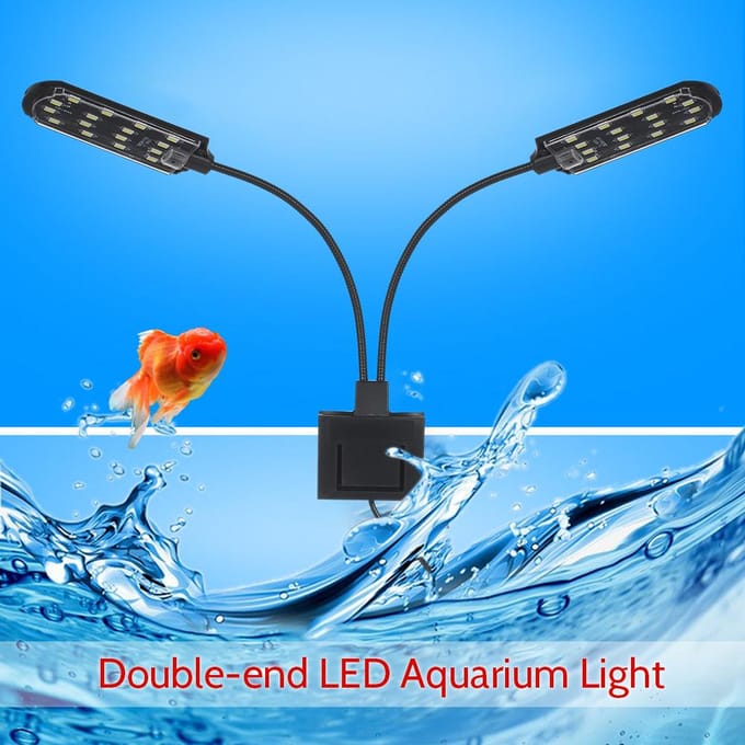 AC220V 10W 32 LED Dual-end Aquariumlamp Vispotlamp Flexibele Buigbare Verlichtingshoek Wit zwart
