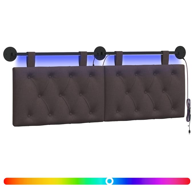 vidaXL - Hangend - hoofdbord - Met - LED-verlichting - Donkerbruin - Stof