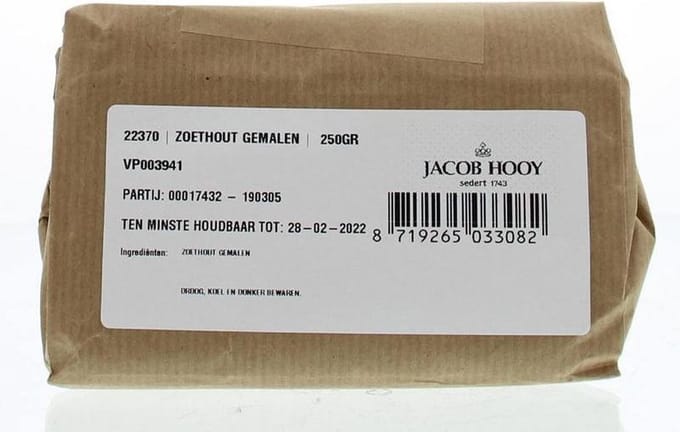 Jacob Hooy Zoethout Ongeschild Gemal 250 gr