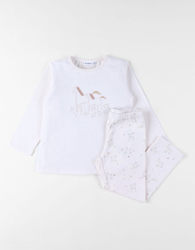 Noukie's - Pyjama - 2 Delig Meisjes - Roze - Paarden - 7/8 jaar 122/128