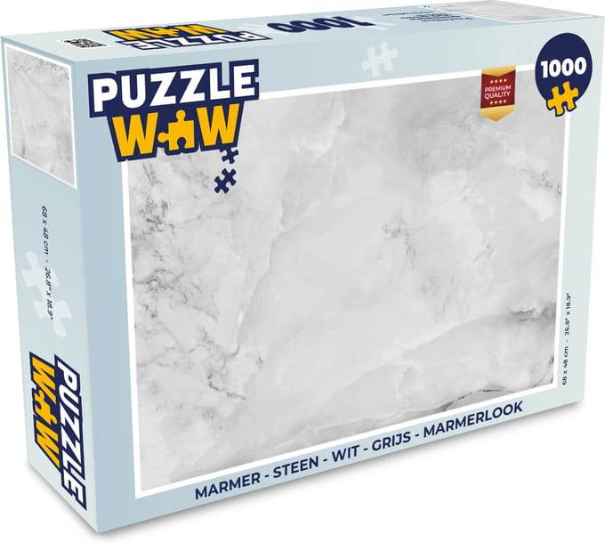 Puzzel Marmer - Steen - Wit - Grijs - Marmerlook - Legpuzzel - Puzzel 1000 stukjes volwassenen