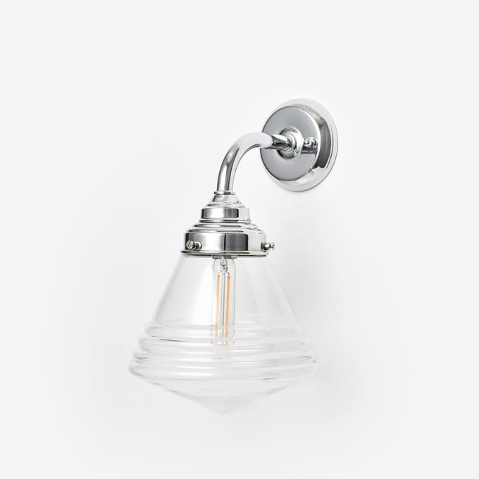 Wandlamp Luxe School Small Helder Curve Chroom - Art Deco Trade