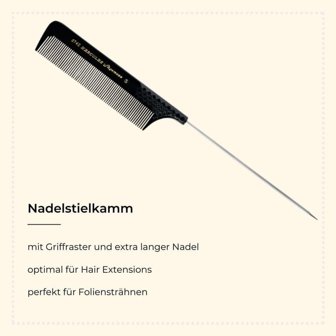 Fijne metalen pin staart kam 23,5 cm - Professionele haar styling tool