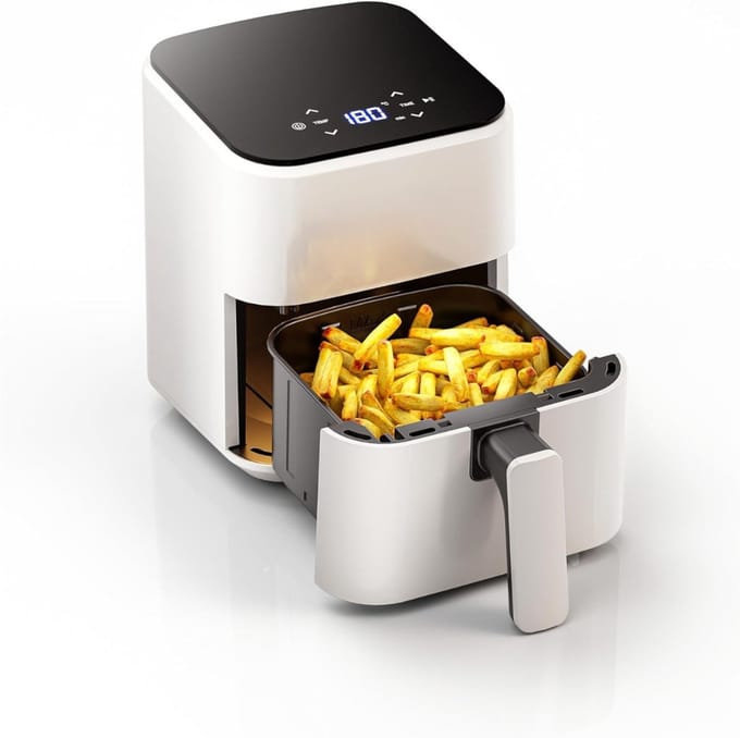 Quvo® Mini Airfryer - Airfryer - Heteluchtfriteuse - Compact - 2.5 Liter - Wit - ‎26cm x 21cm x 28 cm