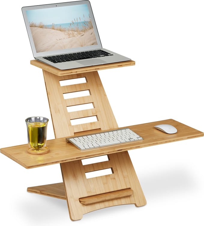 bureau verhoger - bamboe - zit sta verhoger laptop - verstelbaar sta bureau