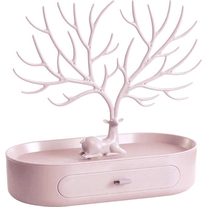 Sieradenboom Standaard Grote Capaciteit Decoratieve Boom Toren Sieraden Organizer met Basis Lade voor white