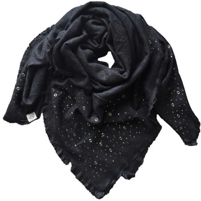 Black Tignes effen sjaal met stoere details - damessjaal