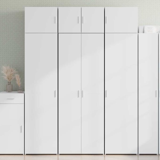 vidaXL - Hoge - kast - 70x42,5x185 - cm - bewerkt - hout - wit