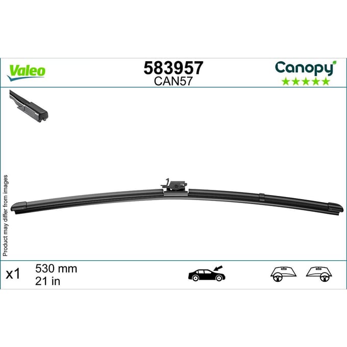 Wisserblad VALEO Canopy 583957, 530mm, Voor, 1 Stuk