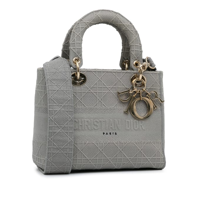 Dior Caro Mini Tas Grijs Geïnspireerd Katoen