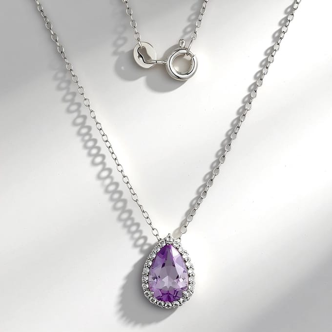 Lavendel Amethist Zilveren Ketting