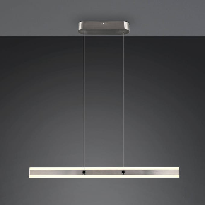 Trio Lighting LED hanglamp Arcola, nikkelkleurig, lengte 115 cm CCT 2-lamps.