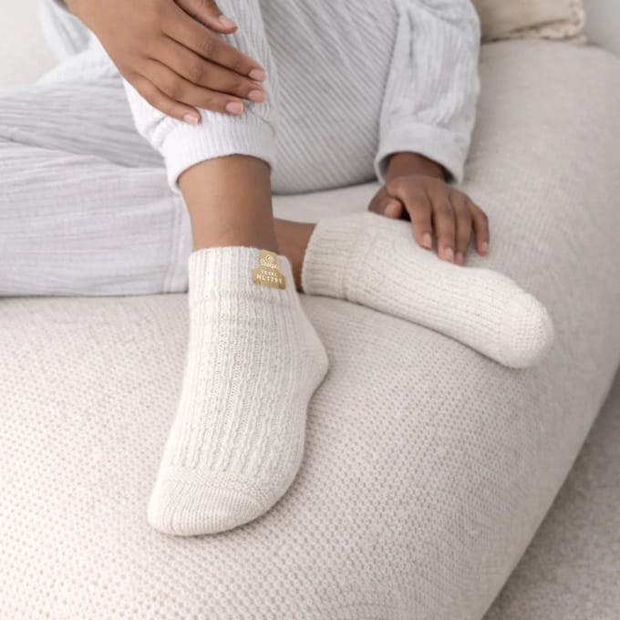 Skéépe – Witte Wollen Sokken – Enkelsokken - Maat 36-38 - Beige label - Texelse Schapenwol