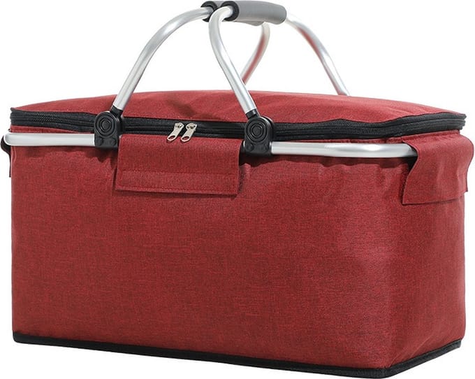 Rode Picknickmand - Opvouwbaar Boodschappenmand - Picknicktas - Winkelmand Koeltas Rood