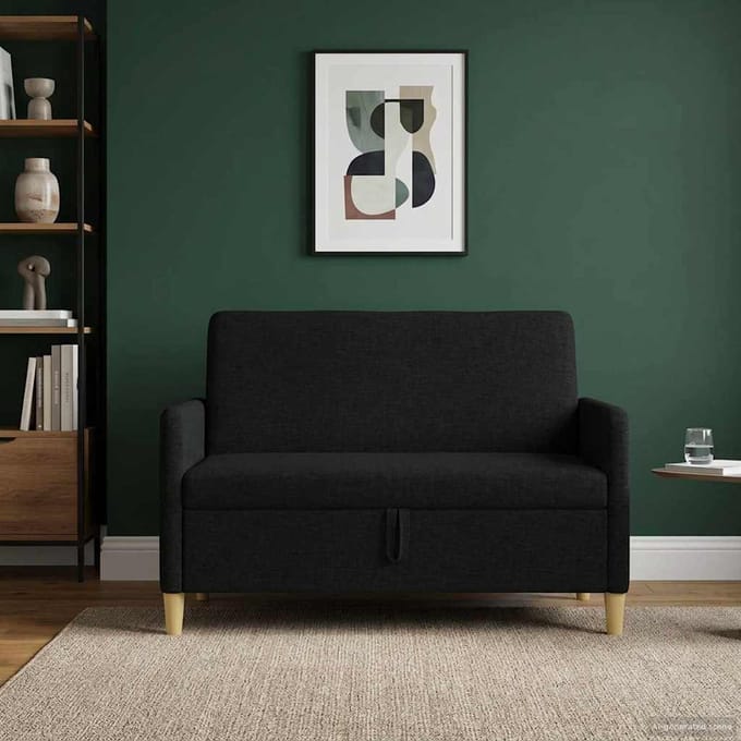 vidaXL - Sofa - met - Opbergruimte - Zwart - 122 - x - 78 - x - 87 - cm - Polyester