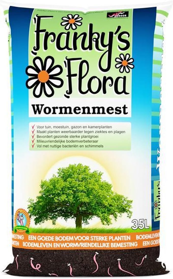 Franky's Flora - Wormenmest - 35 liter - Humus - Compost - Bodemverbetering