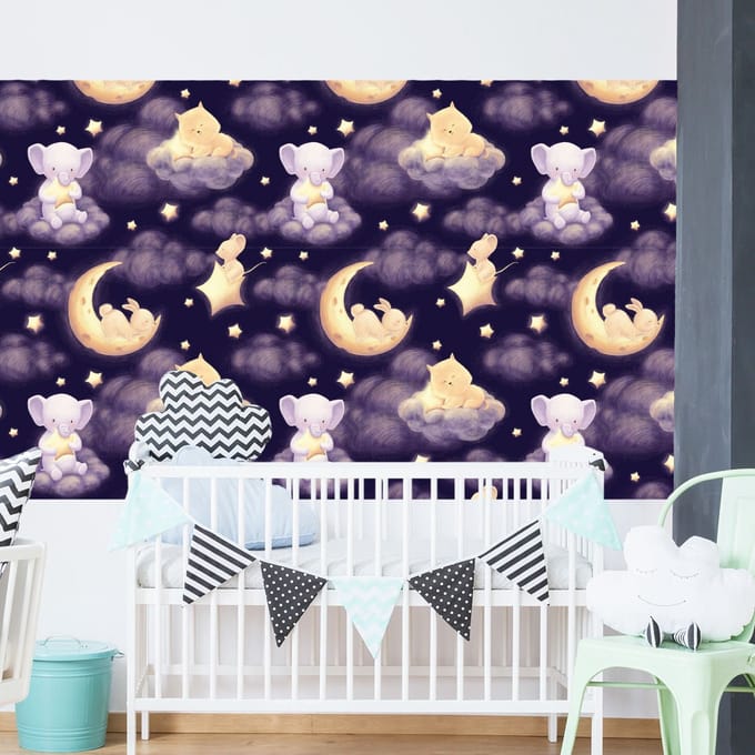 Behangsticker - ZOETE NACHT IN DE WOLKEN - 40x40cm