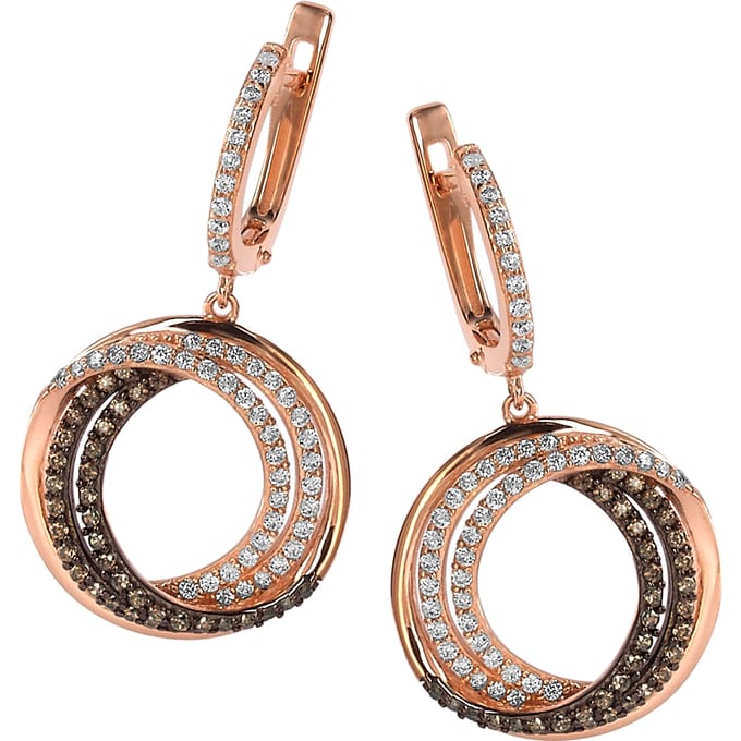 Orphelia Silver 925 Zo-7055 Earring Rose Gold Plating White/Brown Zirconium
