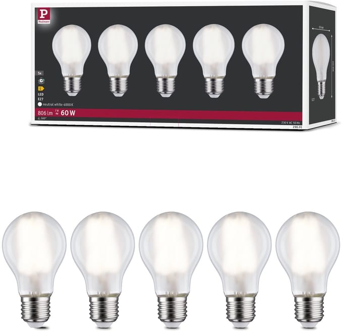 Filament 230 V LED-gloeilamp E27 5x806lm 5x7W 4000K Mat