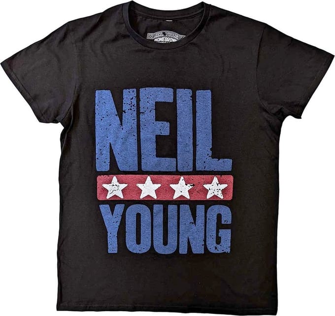 Neil Young - Stars Logo Heren T-shirt - L - Zwart