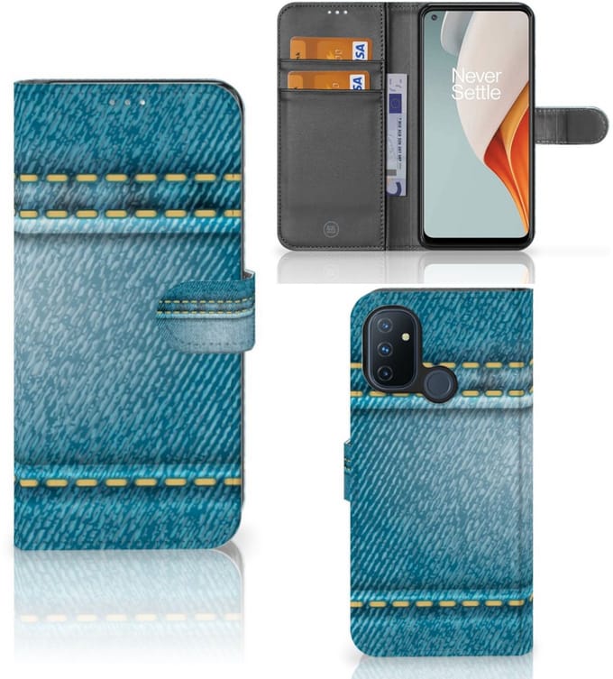 OnePlus Nord N100 Wallet Case met Pasjes Jeans