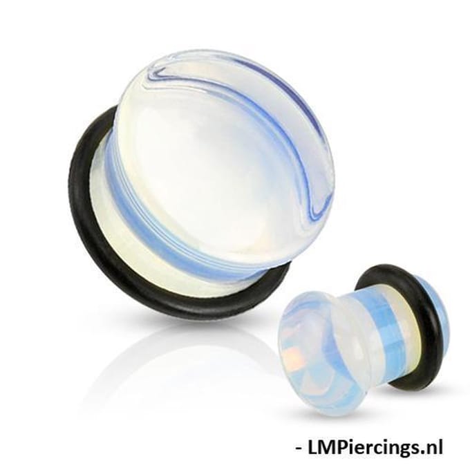 Single flared plug opalite 5 mm - LMPiercings